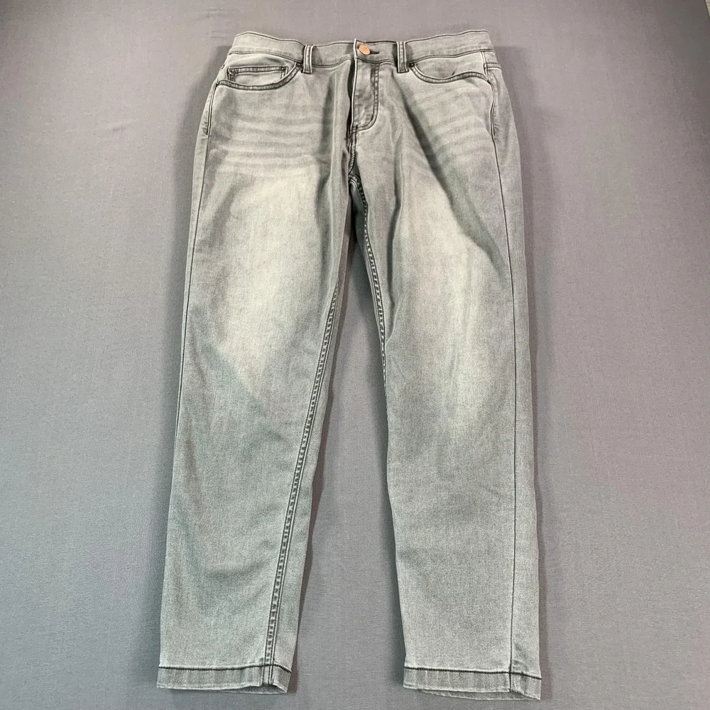 Mugsy Beans Tapered Jeans Men 33x28 Fit Light Gray Slim Taper Stretch Denim - Picture 2 of 16
